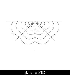 Mezza spider web isolati su sfondo bianco. Halloween spiderweb elemento. Ragnatela lo stile della linea. Illustrazione Vettoriale per qualsiasi tipo di design. Illustrazione Vettoriale