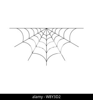 Mezza spider web isolati su sfondo bianco. Halloween spiderweb elemento. Ragnatela lo stile della linea. Illustrazione Vettoriale per qualsiasi tipo di design. Illustrazione Vettoriale