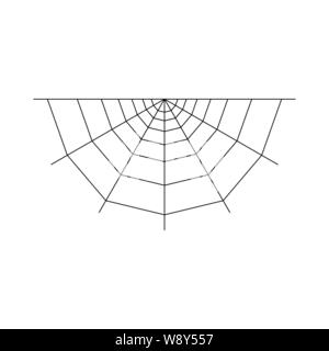 Mezza spider web isolati su sfondo bianco. Halloween spiderweb elemento. Ragnatela lo stile della linea. Illustrazione Vettoriale per qualsiasi tipo di design. Illustrazione Vettoriale