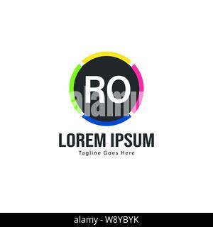 Iniziale logo RO Modello con telaio moderno. Minimalista lettera RO logo illustrazione vettoriale design Illustrazione Vettoriale
