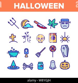 Colore diverso Halloween set di icone vettore Illustrazione Vettoriale