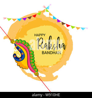 Illustrazione Vettoriale di uno sfondo per la felice Raksha Bandhan festival indiano di fratelli e sorelle. Foto Stock