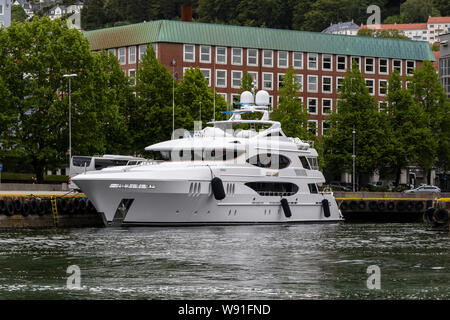 Lo yacht Reef Chief nel porto di Bergen, Norvegia Foto Stock