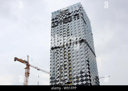 Le sette stelle, Wanda regnare Wuhan, è in costruzione nella città di Wuhan, porcellane centrale provincia di Hubei, 24 agosto 2013. L'hotel è detto di essere Foto Stock