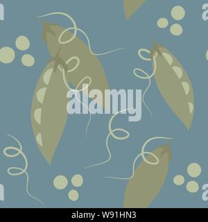 Vector seamless pattern di baccelli di piselli, piselli e ricci Illustrazione Vettoriale