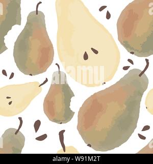 Vector seamless pattern con le pere su sfondo bianco Illustrazione Vettoriale