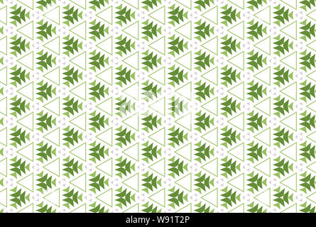 Modello senza giunture. Sfondo bianco e a forma di triangoli e frecce in grigio scuro e color verde chiaro. Foto Stock