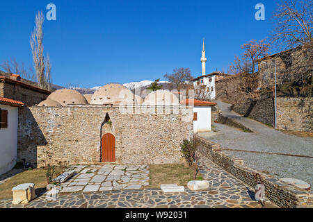 Antico Bagno Turco con cupole in Birgi, Izmir, in Turchia. Foto Stock