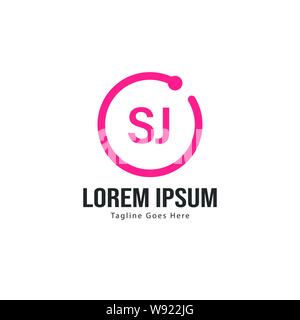 Iniziale logo SJ Modello con telaio moderno. Minimalista lettera SJ logo illustrazione vettoriale design Illustrazione Vettoriale