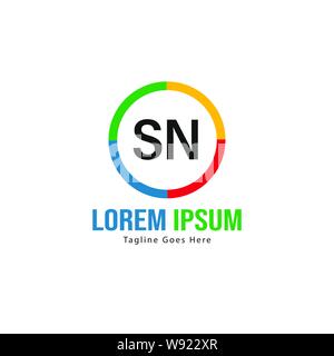 Iniziale logo SN Modello con telaio moderno. SN minimalista lettera logo illustrazione vettoriale design Illustrazione Vettoriale