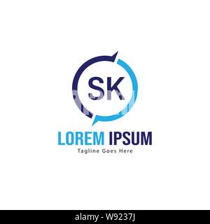 Iniziale logo SK Modello con telaio moderno. SK minimalista lettera logo illustrazione vettoriale design Illustrazione Vettoriale