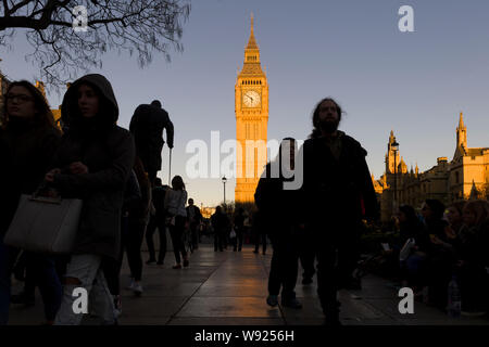 Il Palazzo di Westminster è il luogo di incontro della House of Commons e House of Lords, le due case del parlamento del Regno Unito. Foto Stock