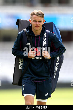 L'Inghilterra del Sam Curran durante una sessione di reti a Lord's, Londra. Foto Stock