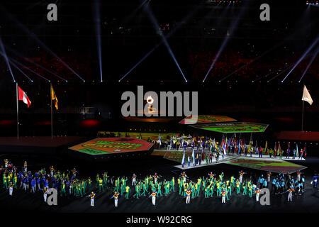 Lima, Perù. 11 Ago, 2019. Giochi Panamericani Cerimonia di Chiusura - Lima National Stadium, Team Brazil Credito: Azione Sport Plus/Alamy Live News Foto Stock