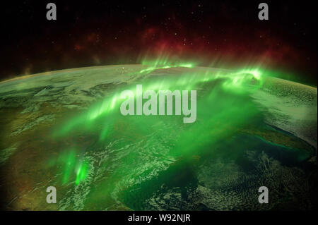 Northern lights aurora boreale oltre il pianeta Terra " elementi di questa immagine fornita dalla NASA " close up Foto Stock