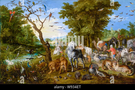 Jan Brueghel il dipinto del Vecchio, l'ingresso degli animali nell'Arca di Noè, 1613 Foto Stock