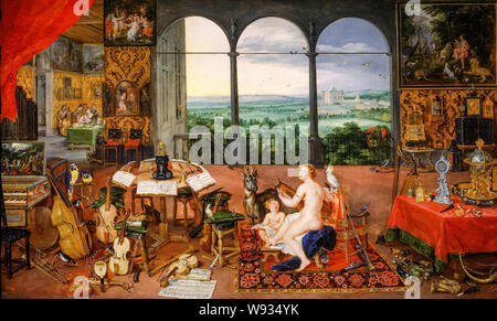 Peter Paul Rubens, Jan Brueghel il sambuco, il senso dell'udito, pittura, 1617-1618 Foto Stock