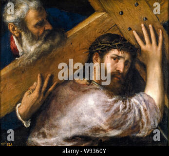 Tiziano, Tiziano Vecellio, Cristo che porta la Croce, dipinto ad olio su tela, 1565 Foto Stock