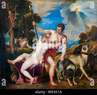 Tiziano, Tiziano Vecellio pittura ad olio su tela, Venere e Adone, 1554 Foto Stock