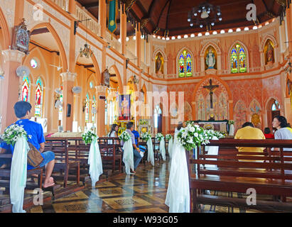 CHANTABURI, Tailandia - 26 luglio 2019Thai cristiano nella Cattedrale dell Immacolata Concezione, Chanthaburi Thailandia Foto Stock