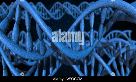 Il DNA. Abstract 3d polygoal wireframe molecola di DNA Helix spirale. La scienza medica dello sfondo. Foto Stock
