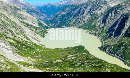 Vista aerea su ghiacciaio laghi nelle Alpi Svizzere - Svizzera dal di sopra - la fotografia aerea Foto Stock