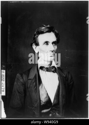 Abraham Lincoln, candidato presidenziale, testa e spalle ritratto, rivolta leggermente a destra Foto Stock