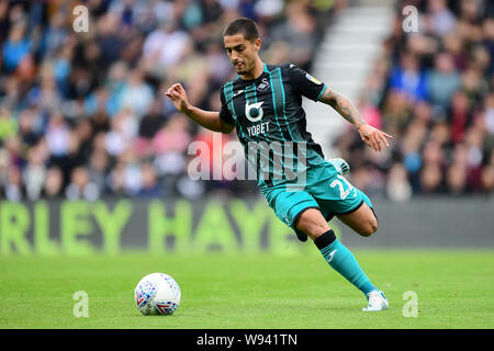 10 agosto 2019, Pride Parkderby, Inghilterra; Sky scommessa campionato, Derby County vs Swansea City ; Yan Dhanda (21) di Swansea Credito: Jon Hobley/News immagini English Football League immagini sono soggette a licenza DataCo Foto Stock