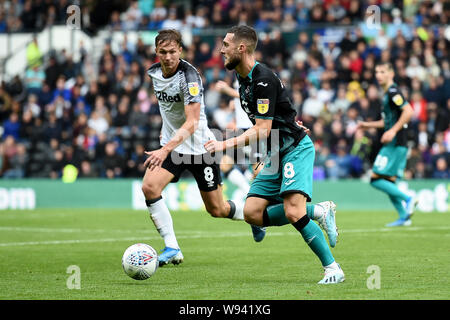 10 agosto 2019, Pride Parkderby, Inghilterra; Sky scommessa campionato, Derby County vs Swansea City ; Matt Grimes (8) di Credito Swansea: Jon Hobley/News immagini English Football League immagini sono soggette a licenza DataCo Foto Stock