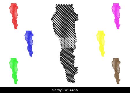 Dipartimento di Plateau (dipartimenti del Benin Repubblica del Benin, Dahomey) mappa illustrazione vettoriale, scribble sketch mappa di Plateau Illustrazione Vettoriale
