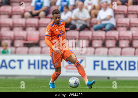 Il 3 agosto 2019, DW Stadium, Wigan, Inghilterra; Sky scommessa campionato, Wigan Athletic vs Cardiff City; Josh Murphy (11) di Cardiff City durante il gioco Credito: Richard Long/News immagini English Football League immagini sono soggette a licenza DataCo Foto Stock