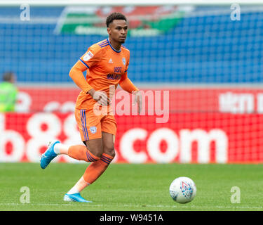 Il 3 agosto 2019, DW Stadium, Wigan, Inghilterra; Sky scommessa campionato, Wigan Athletic vs Cardiff City; Josh Murphy (11) di Cardiff City durante il gioco Credito: Richard Long/News immagini English Football League immagini sono soggette a licenza DataCo Foto Stock