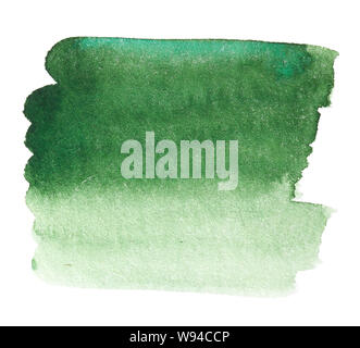 Abstract verde scuro acquerello splash isolati su sfondo bianco Foto Stock