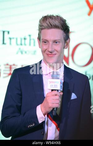 Attore americano Gabriel Mann della serie TV Sorrisi vendetta durante una conferenza stampa a Pechino, in Cina, il 7 maggio 2013. Foto Stock