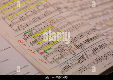 Chiusura del foglio di musica di Operette Fledermaus di Johann Strauss Foto Stock