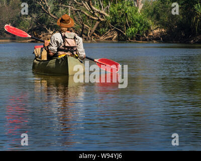 Avventura tour in kayak sul fiume Katherine, Terretories settentrionale, Australia Foto Stock