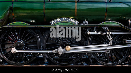 Flying Scotsman un British LNER Classe A3 4472 locomotiva a vapore è famosa come primo treno a vapore motore per raggiungere ufficialmente 100 miglia per ora Foto Stock