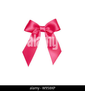 Pink Ribbon bow tagliate, isolati su sfondo bianco Foto Stock