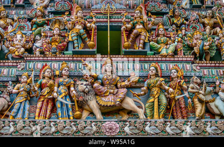 Sri Siva Durga Temple singapore close up sulle sculture Foto Stock