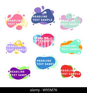 Set di 9 luminose alla moda grafica moderna di elementi liquidi su bianco Illustrazione Vettoriale