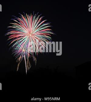 Fuochi d'artificio sul lago Naswothy, Texas, Stati Uniti d'America Foto Stock