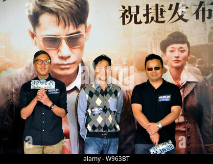 Hong Kong protagonista Tony Leung Chiu Wai, centro amministrazione Alan Mak Siu Fai, destra e Felix Chong Man-Keung frequentare un celebrativa in conferenza stampa per TH Foto Stock