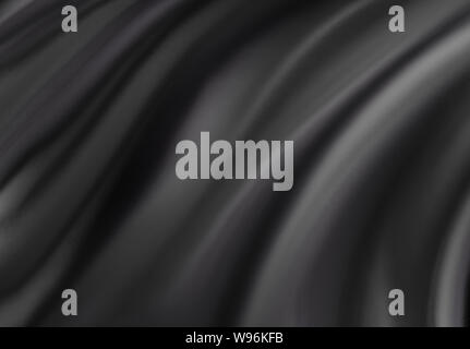 Lucido nero materiale di sfondo, lusso elegante materiale drappeggiati con pieghe e grinze rugoso di liscio ondulata tessuto di seta Foto Stock