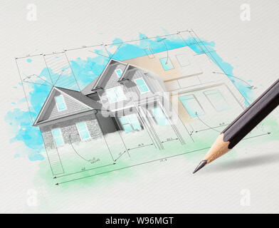 Disegno colorato piano casa concept Foto Stock