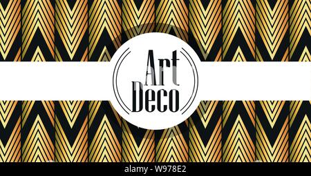 Sfondo nero art deco cornici geometrc badge design illustrazione vettoriale Illustrazione Vettoriale