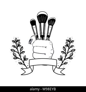 Pennelli per il trucco su sfondo bianco Illustrazione Vettoriale