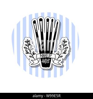 Pennelli per il trucco su sfondo bianco Illustrazione Vettoriale