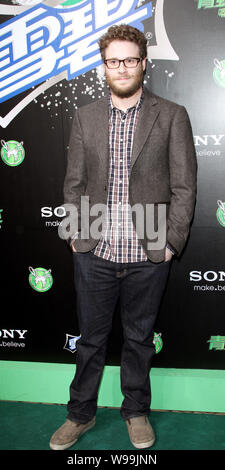 Attore canadese Seth Rogen assiste la premiere del film, il Hornet verde, in Taipei, Taiwan, 26 gennaio 2011. Foto Stock