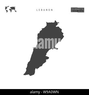Il Libano vuoto mappa vettore isolato su sfondo bianco. High-Detailed silhouette nera Mappa di Libano. Illustrazione Vettoriale