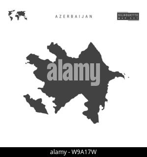 Azerbaigian vuoto mappa vettore isolato su sfondo bianco. High-Detailed silhouette nera Mappa di Azerbaigian. Illustrazione Vettoriale